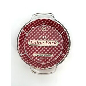 Vintage Anchor Hocking Value Pack 2 Pc. 9 in Deep Pie Plates Clear